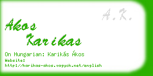 akos karikas business card